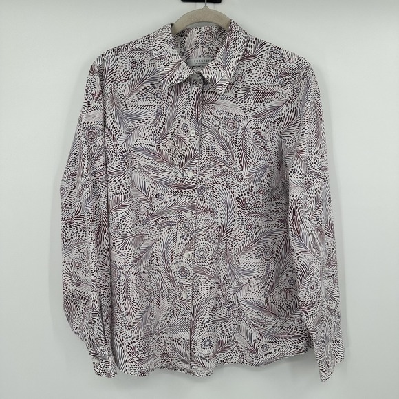 Foxcroft for Appleseed's Shirt Womens 14 Burgundy Wrinkle Free Long Sleeve Top - Picture 4 of 9